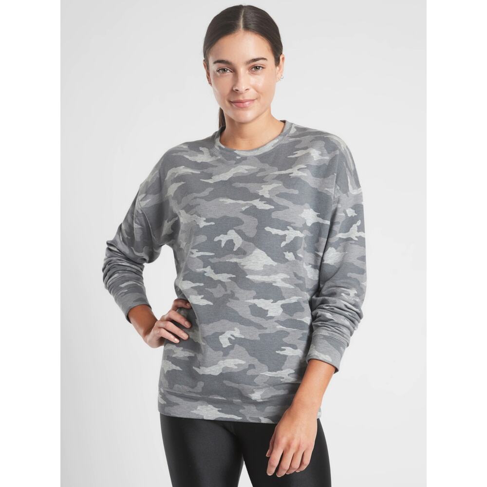 Athleta Balance Pullover Nirvana Sweatshirt In Camo Lux‎ Dark Grey Size Large
